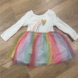 Cat and Jack rainbow Tulle Dress with sequin Heart 18M